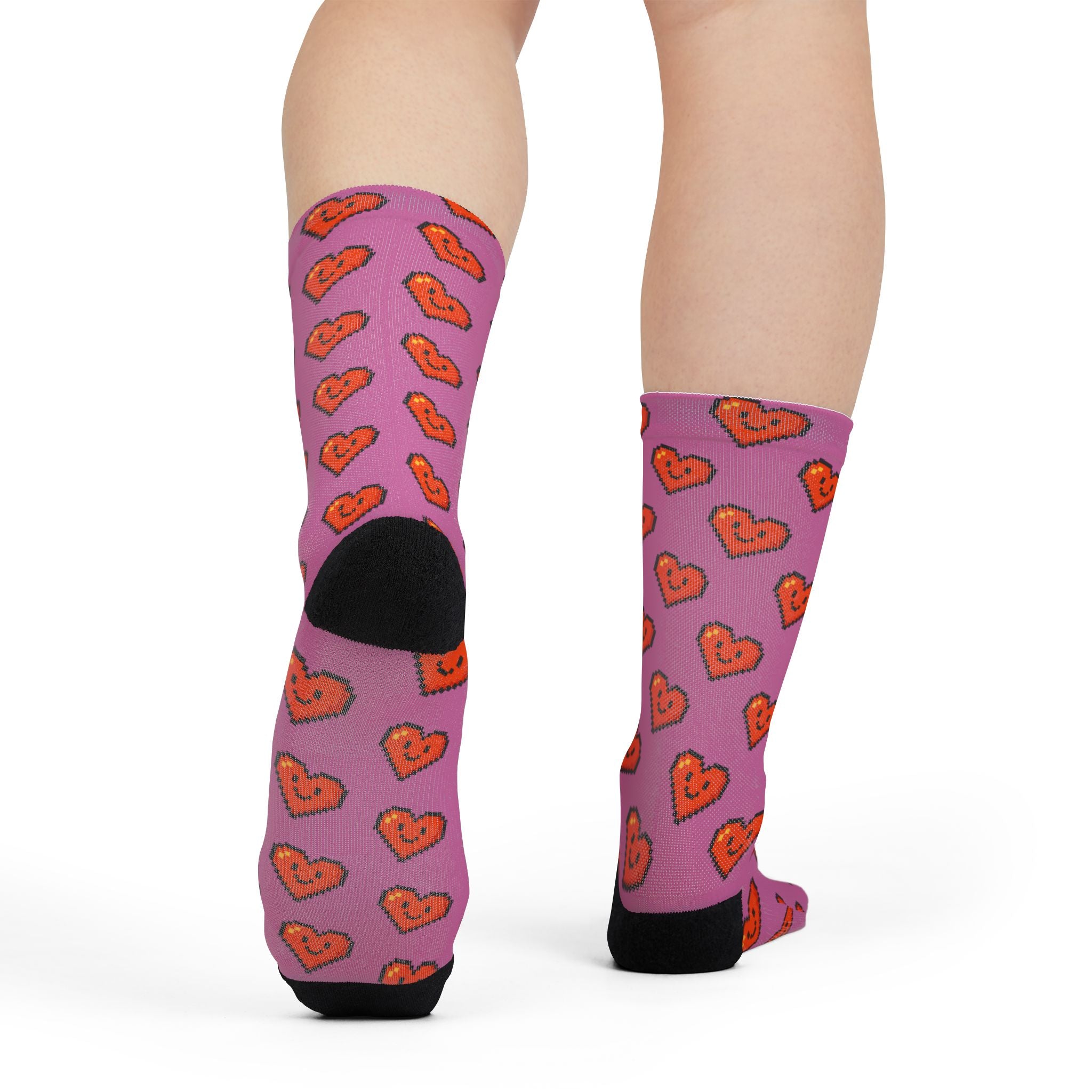 Pixel Love Heart, Sublimation Crew Socks