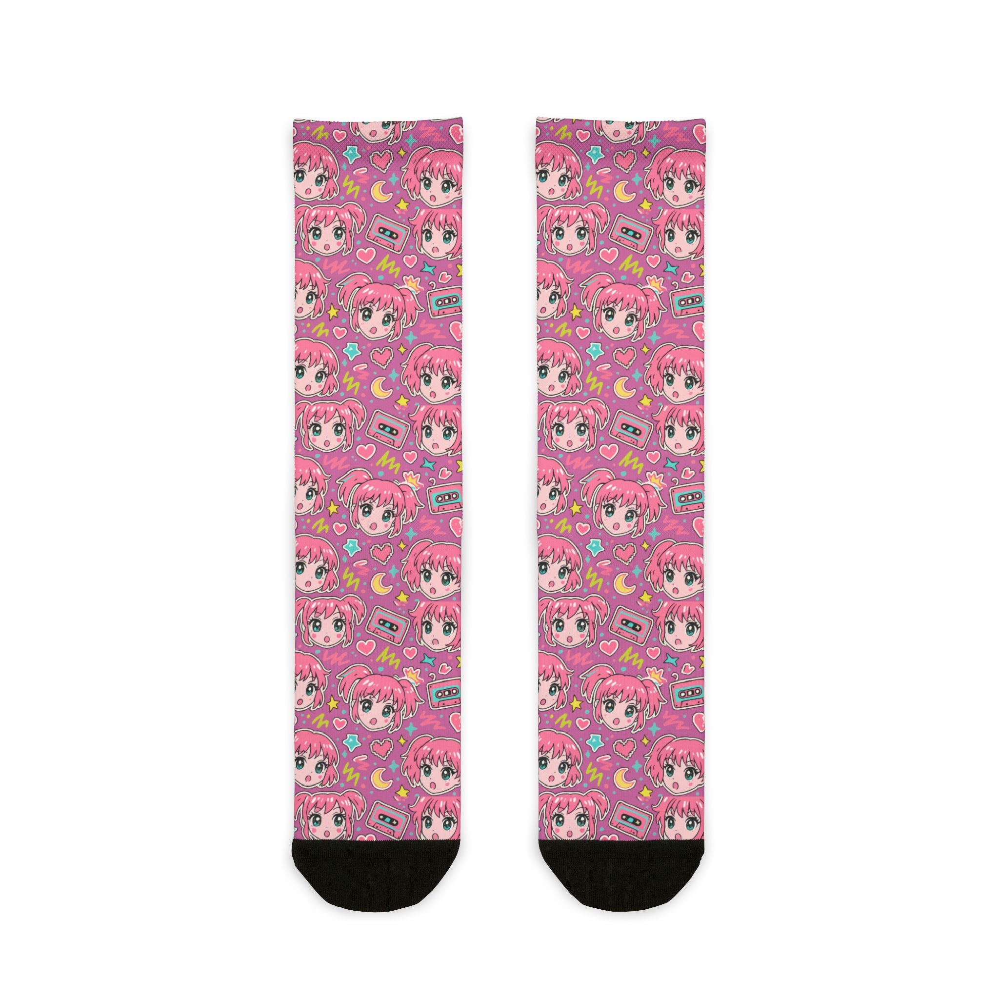Anime Taped, Fun Playful Sublimation Crew Socks