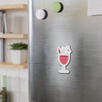 Cute Cat Wine Glass Die-Cut Magnets, Fun Refrigerator Magnets