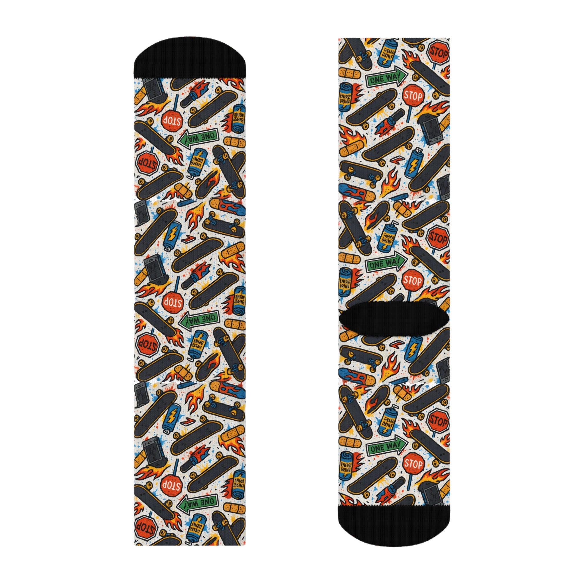 Skate Fire Socks, Funky Design