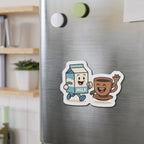 Whimsical Milk & Coffee Die-Cut Magnets - Cute Kitchen Decor