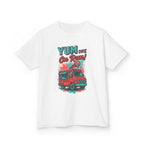 Yum on the run! Kids Tee, Fun Graphic Tee, Kids Cotton T-Shirt