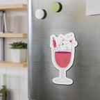 Cute Cat Wine Glass Die-Cut Magnets, Fun Refrigerator Magnets
