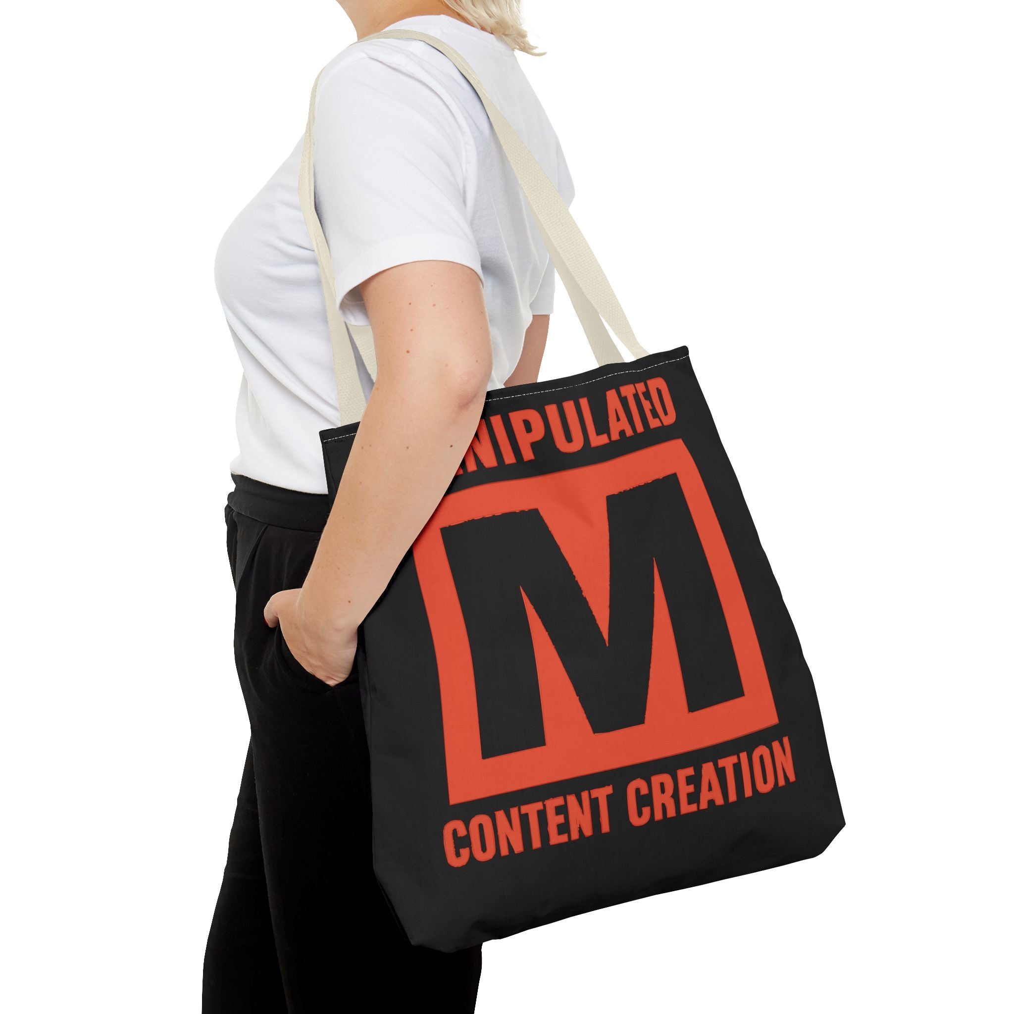 Manipulated Content Tote Bag, Inspirational Gift, Eco-Friendly Shopping Bag