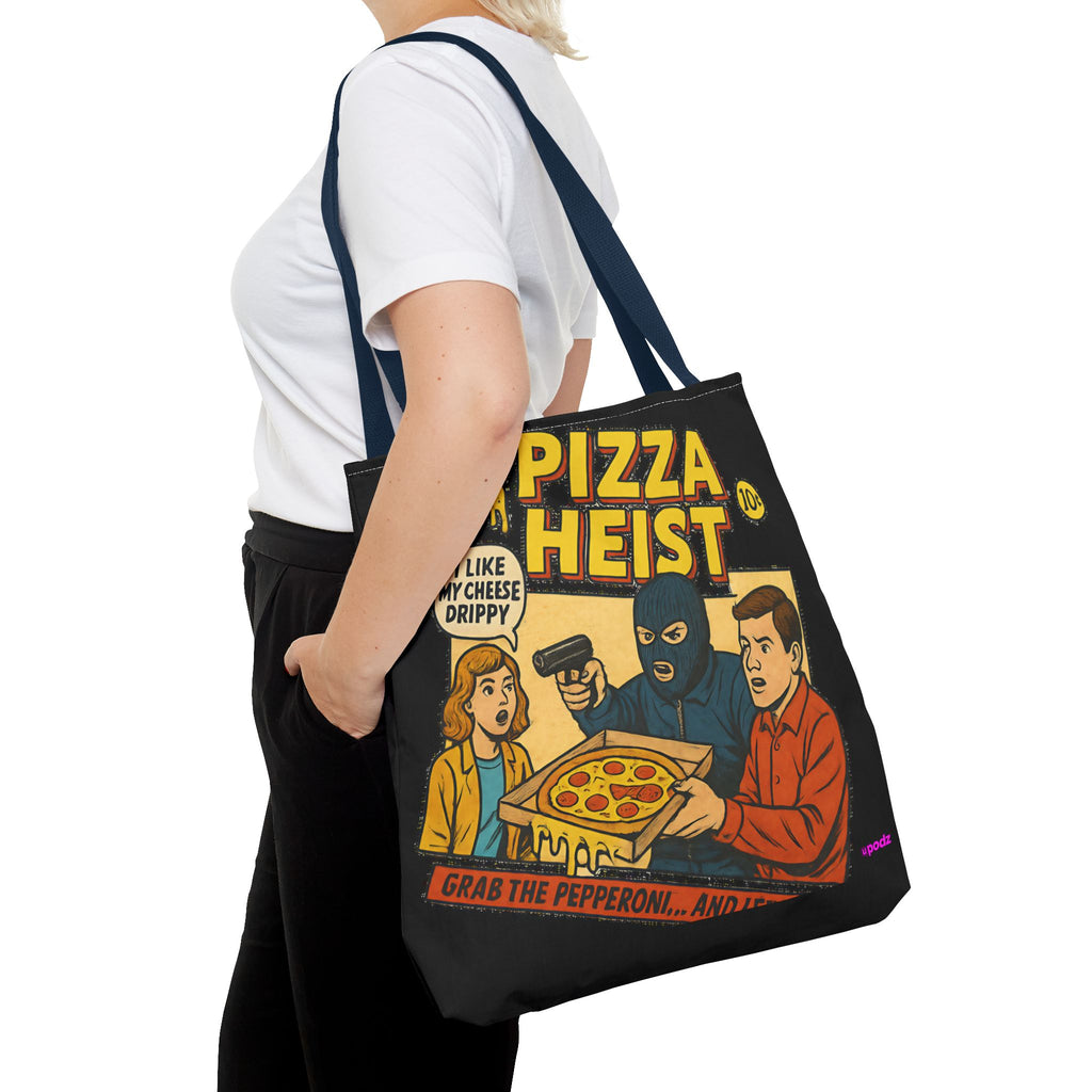Pizza Heist Tote Bag - Quirky AOP Design, Fun Bag