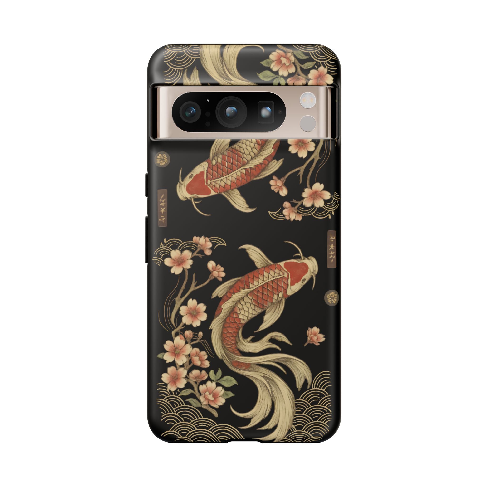 Khoi Fish Phone Case with Floral Design, Tough Cases, Phone Cover, Unique Gift, Japanese Art, Colorful Accessories