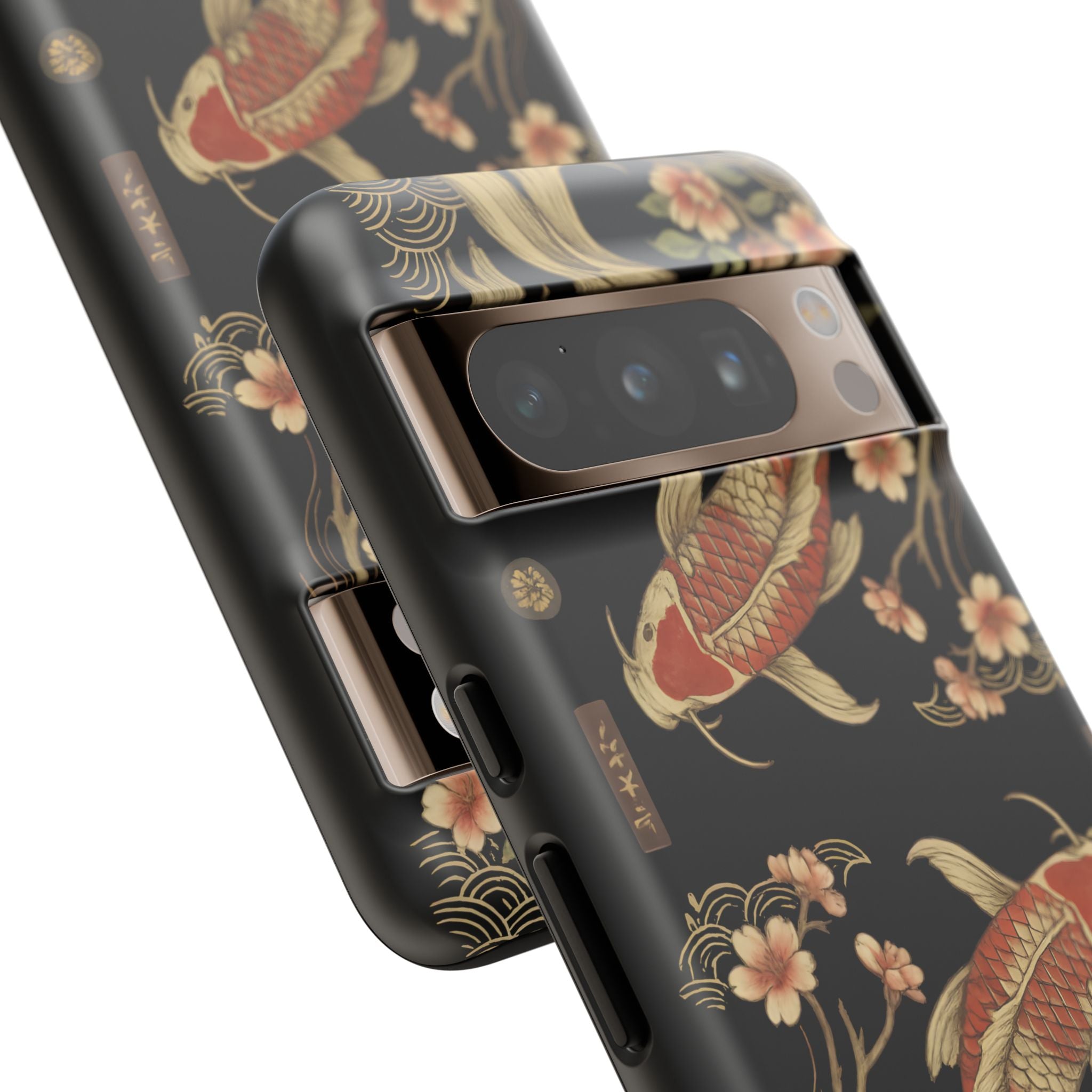 Khoi Fish Phone Case with Floral Design, Tough Cases, Phone Cover, Unique Gift, Japanese Art, Colorful Accessories