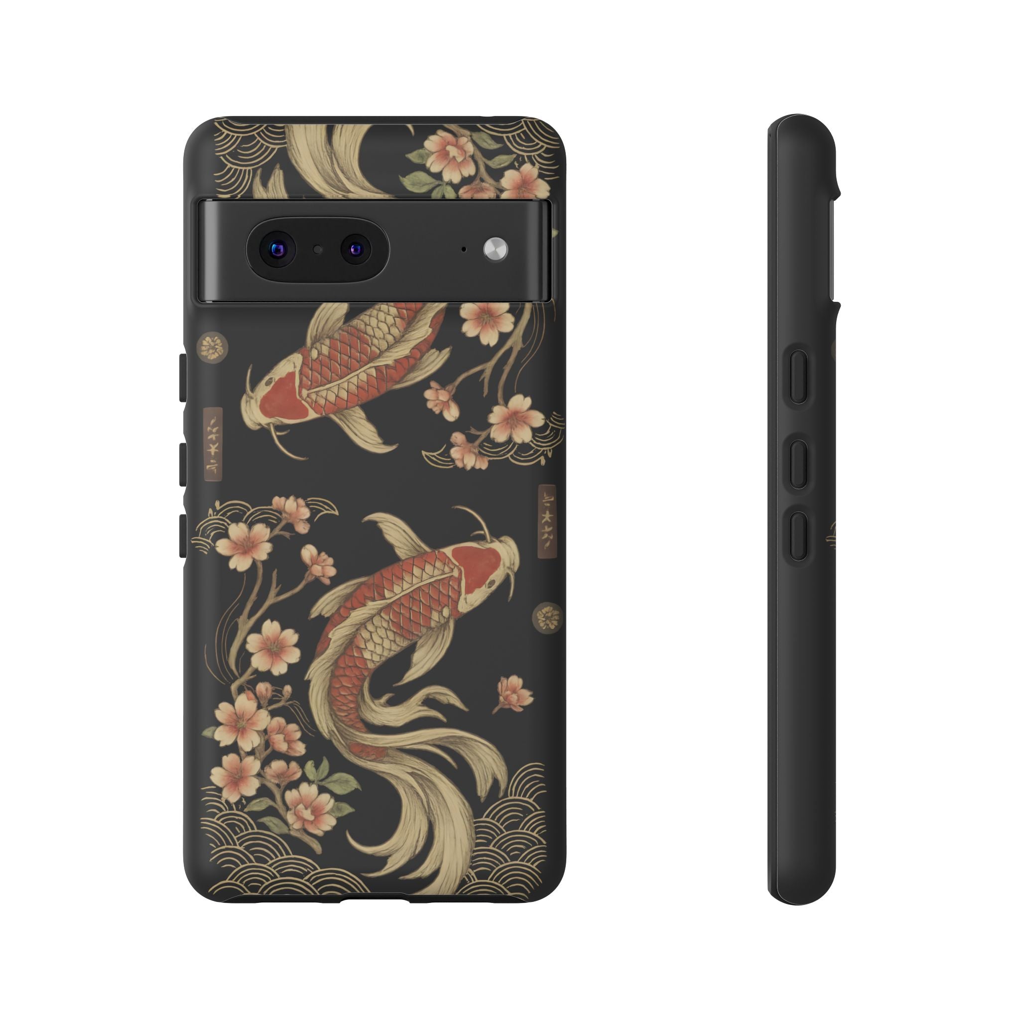 Khoi Fish Phone Case with Floral Design, Tough Cases, Phone Cover, Unique Gift, Japanese Art, Colorful Accessories