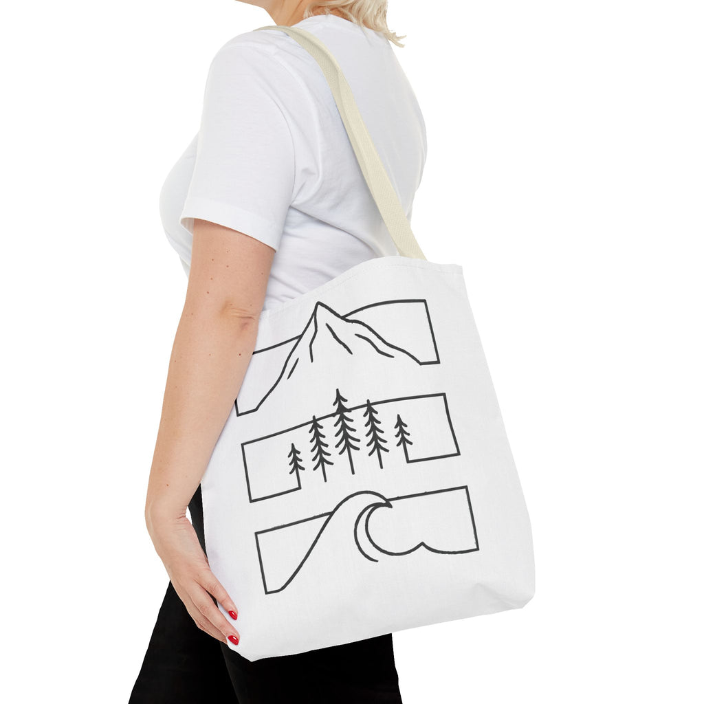 Mountain Wave Tote Bag, Inspirational Gift, Eco-Friendly Shopping Bag