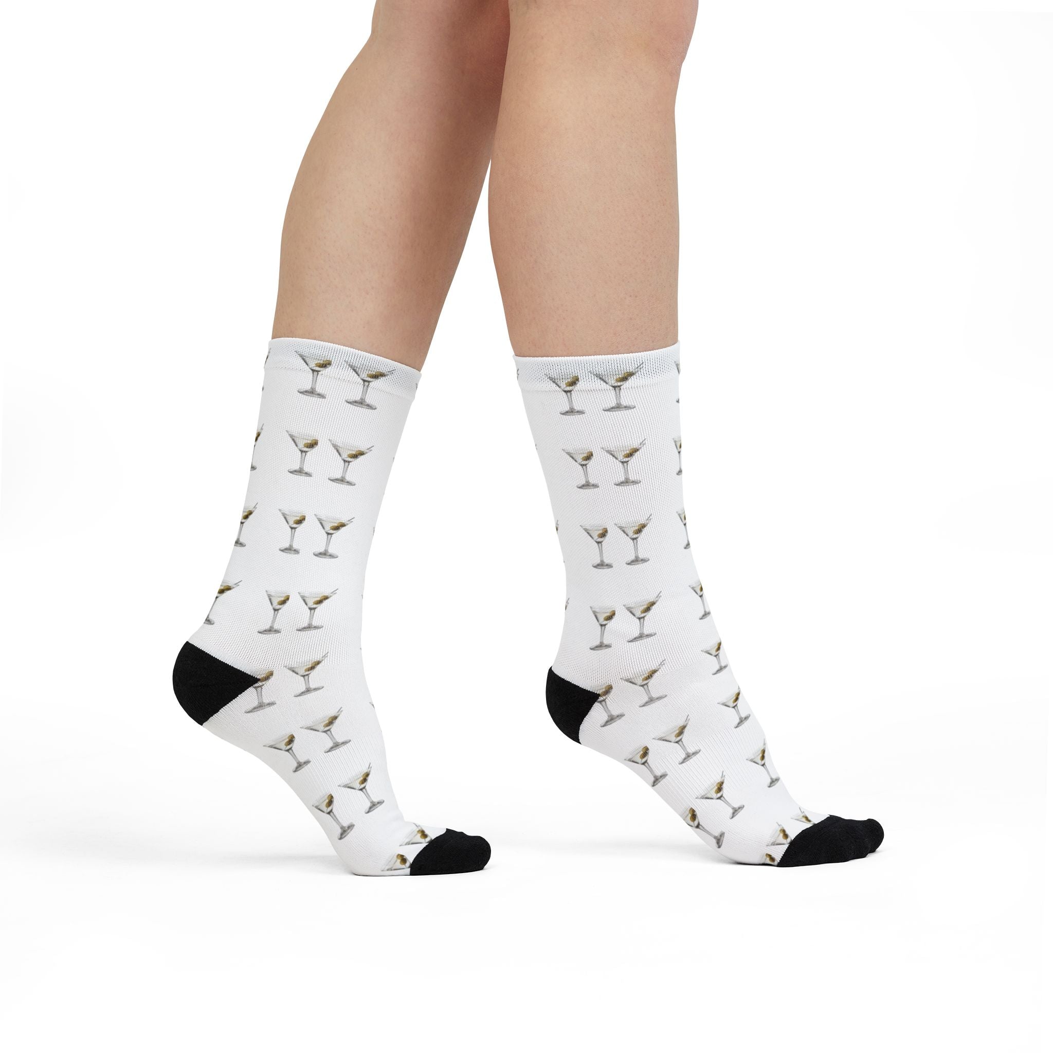 Martini Glass, Sublimation Crew Socks