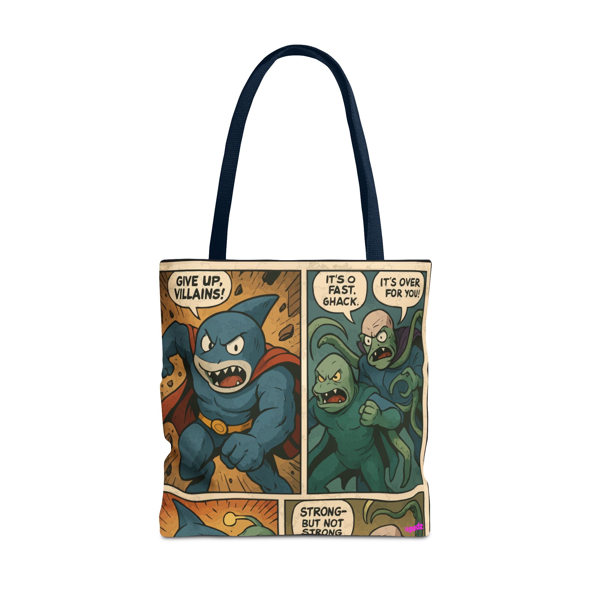Shark Villain Tote Bag - Quirky AOP Design, Fun Bag