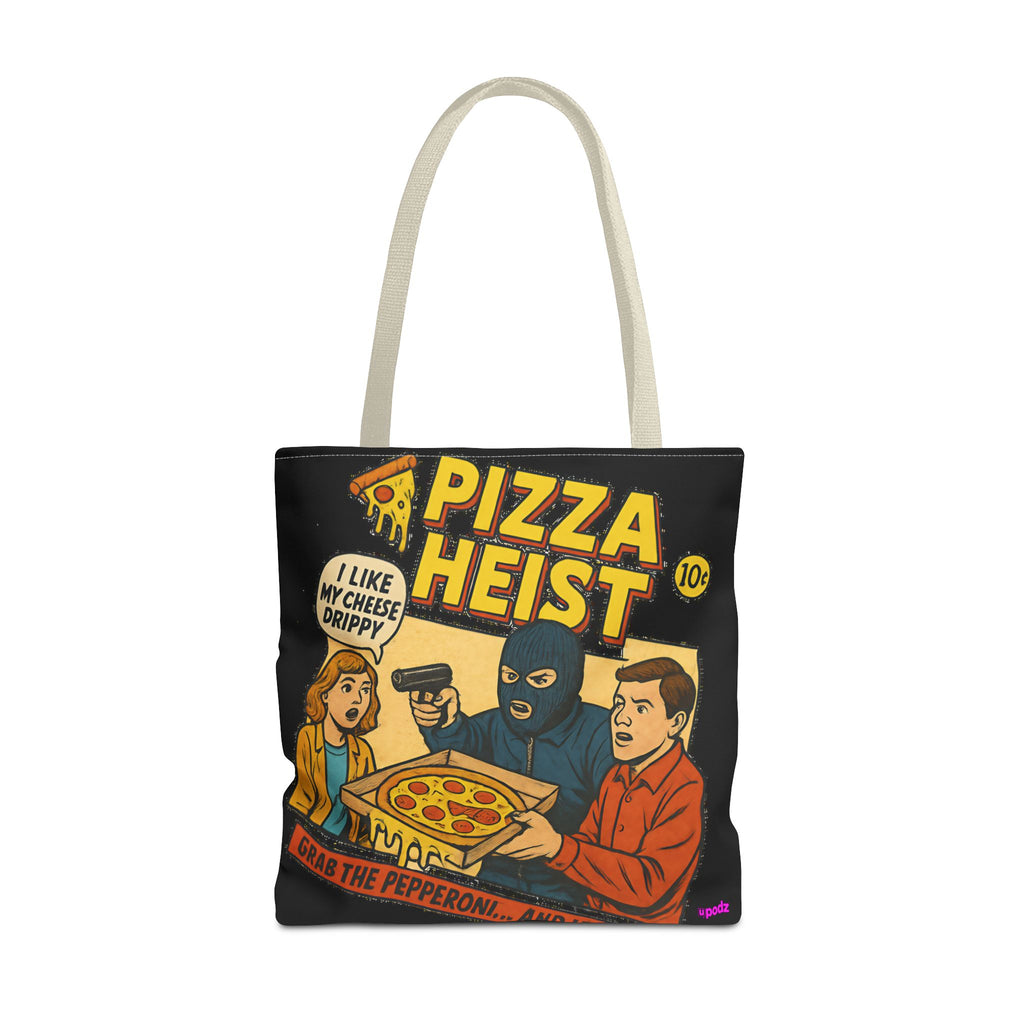 Pizza Heist Tote Bag - Quirky AOP Design, Fun Bag