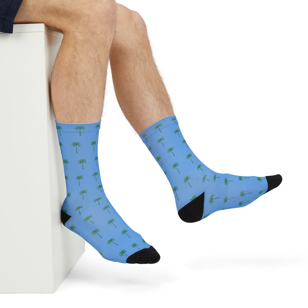 Palm Tree Blue Skies, Sublimation Crew Socks
