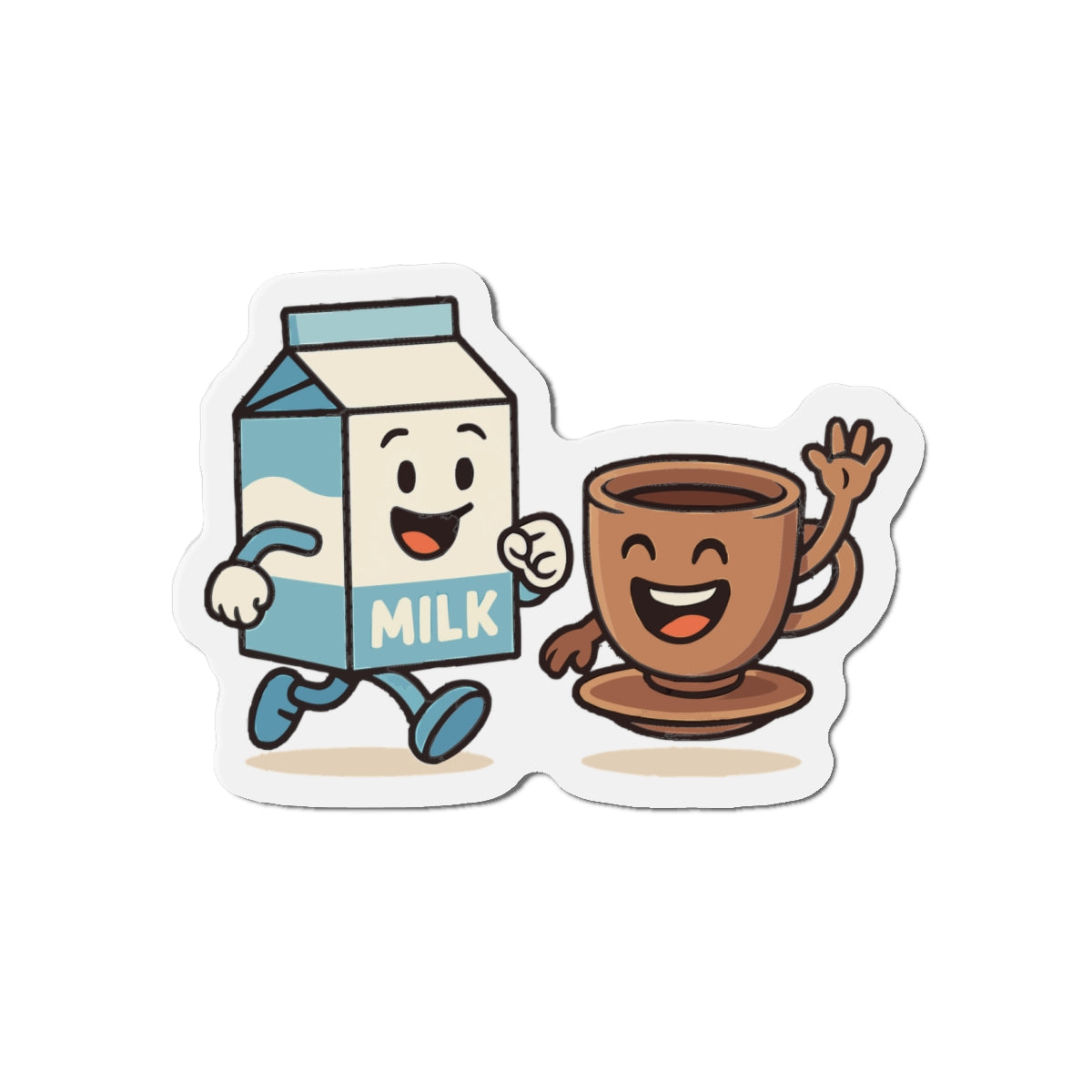 Whimsical Milk & Coffee Die-Cut Magnets - Cute Kitchen Decor