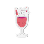 Cute Cat Wine Glass Die-Cut Magnets, Fun Refrigerator Magnets