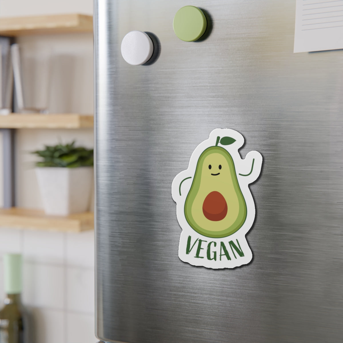 Vegan Avocado Die-Cut Magnets - Cute Kitchen Decor, Refrigerator Magnet