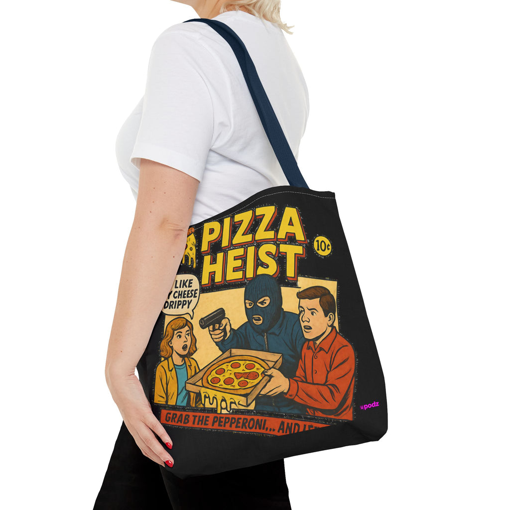 Pizza Heist Tote Bag - Quirky AOP Design, Fun Bag