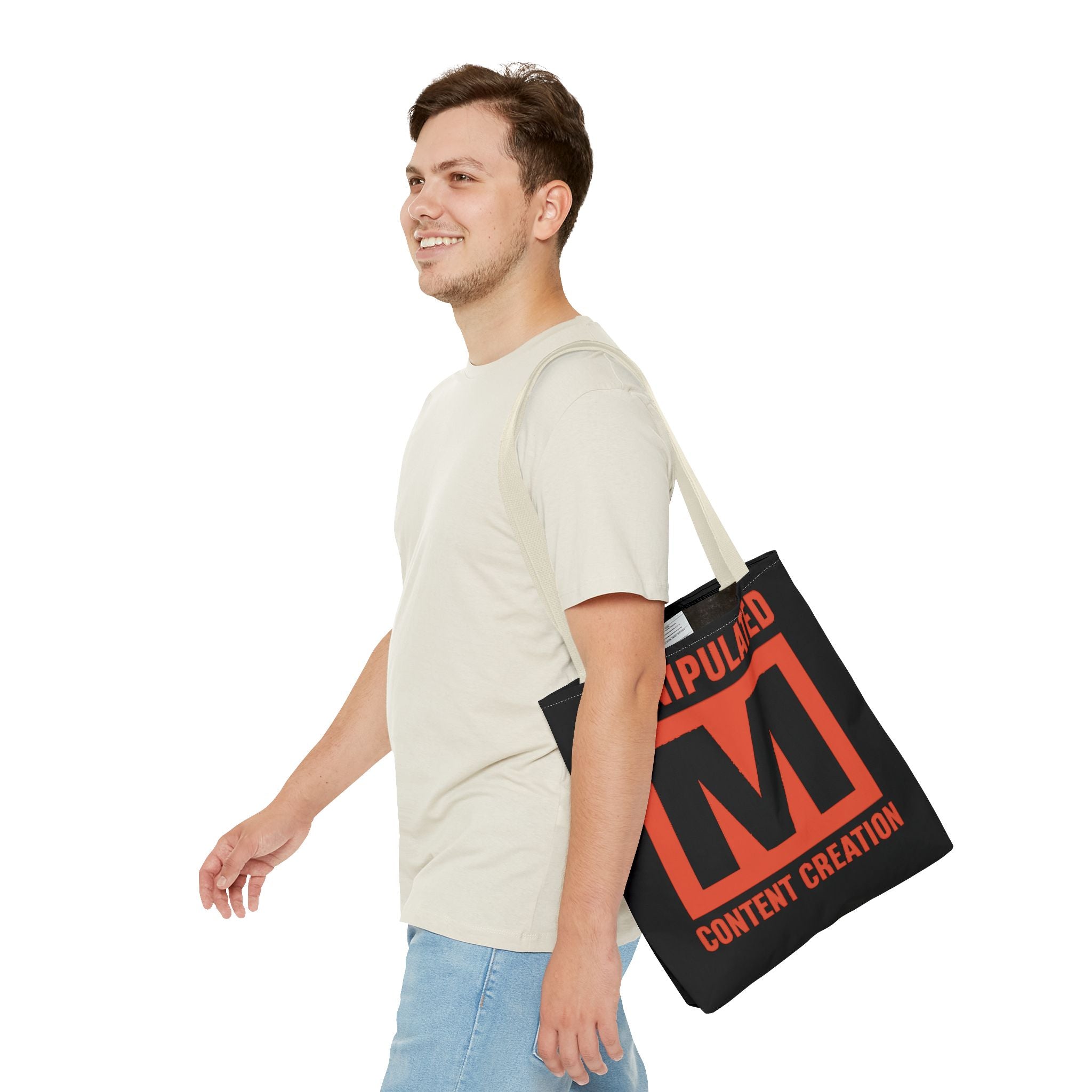 Manipulated Content Tote Bag, Inspirational Gift, Eco-Friendly Shopping Bag