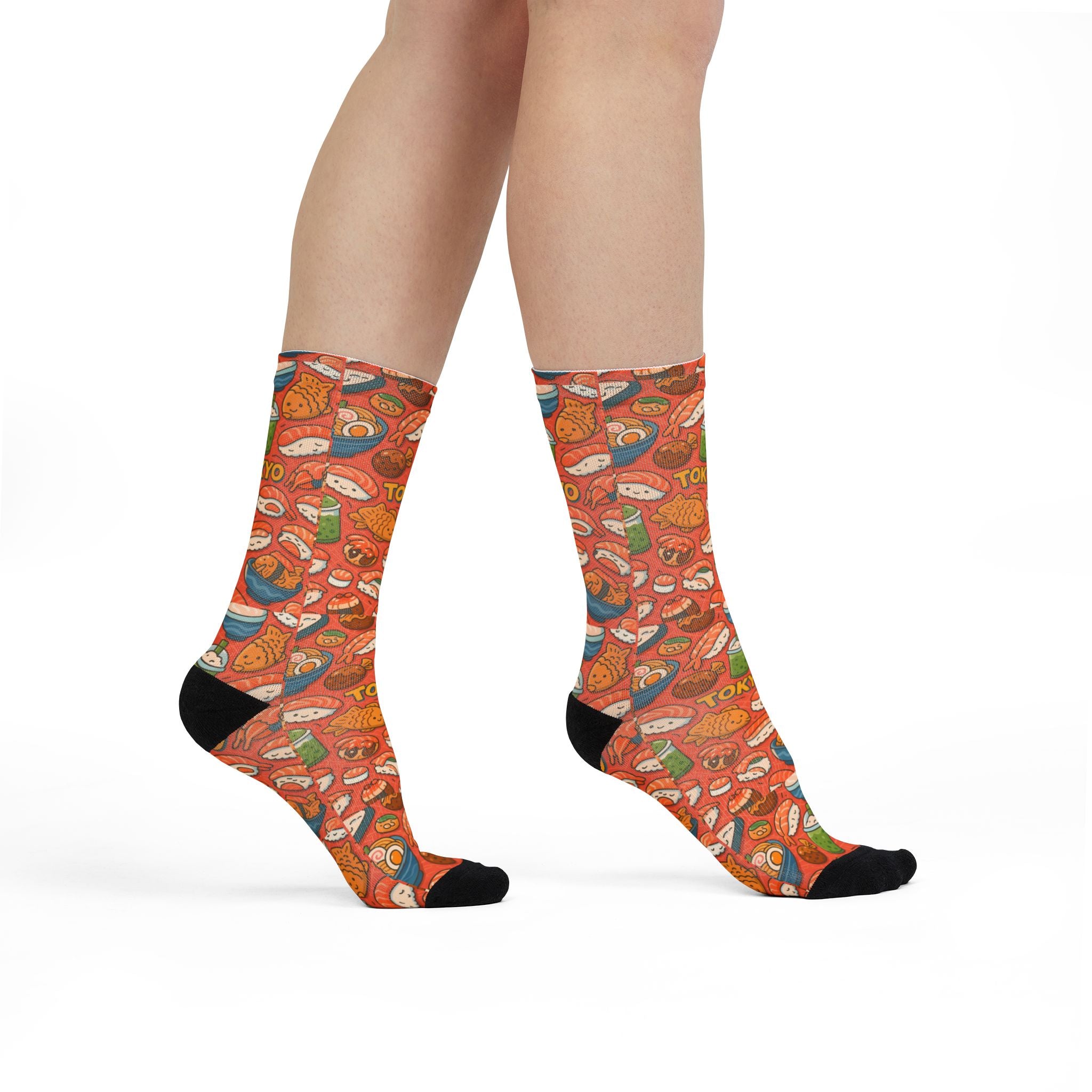 Tokyo Foodie Fan, Fun Funky Sublimation Crew Socks