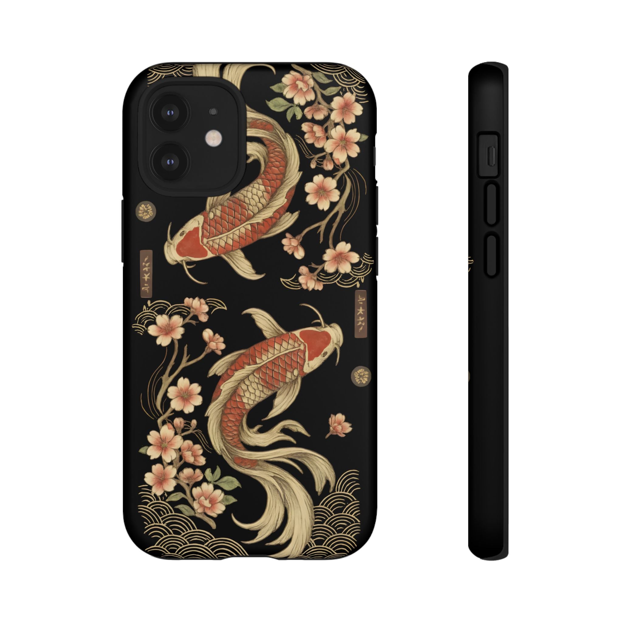 Khoi Fish Phone Case with Floral Design, Tough Cases, Phone Cover, Unique Gift, Japanese Art, Colorful Accessories