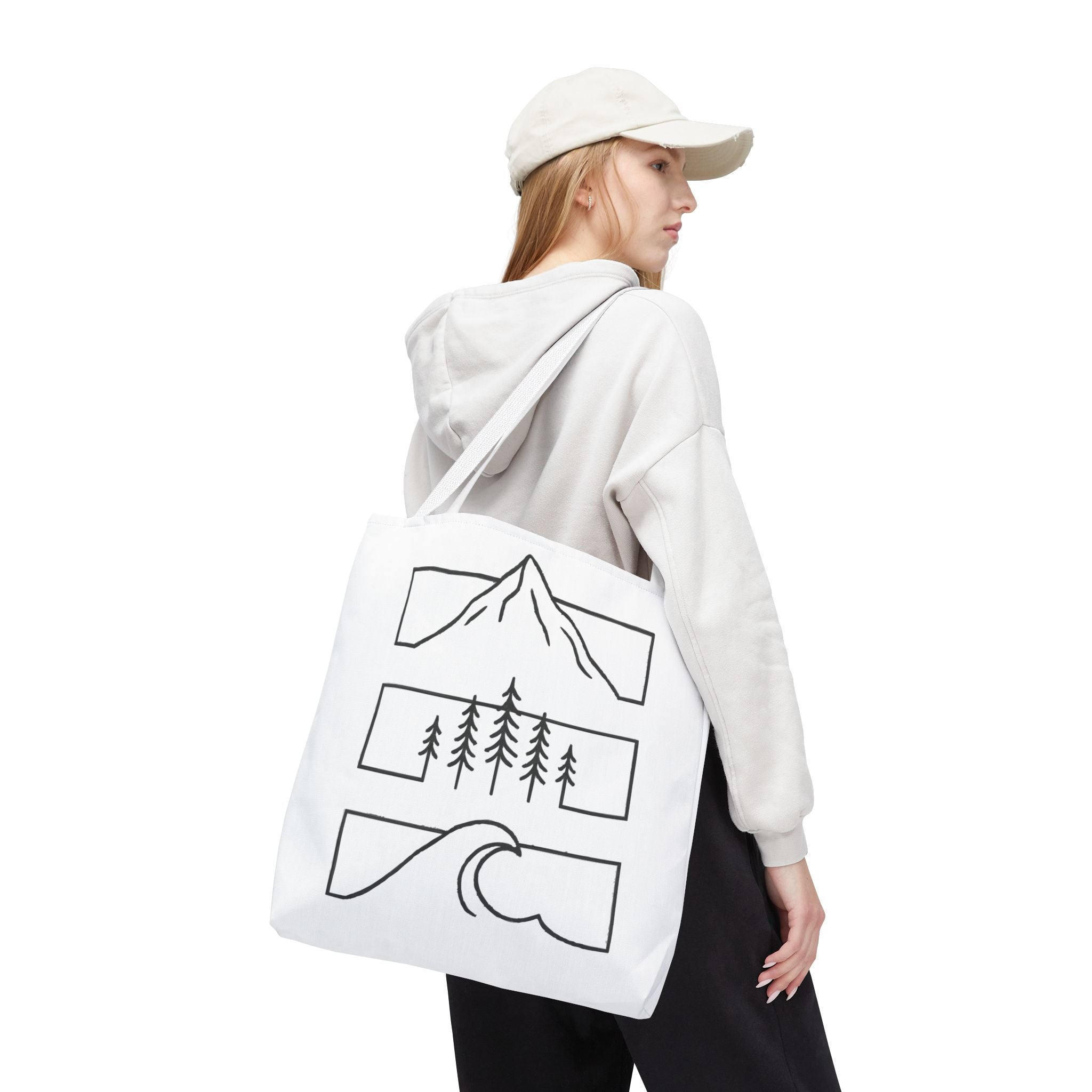 Mountain Wave Tote Bag, Inspirational Gift, Eco-Friendly Shopping Bag