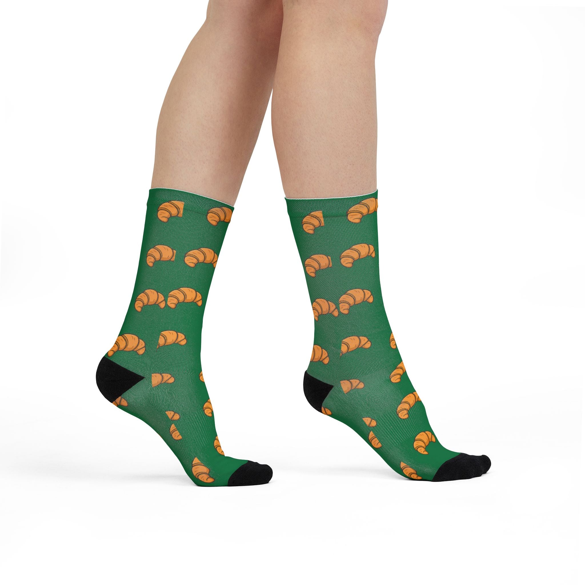 Croissants, Fun Playful Sublimation Crew Socks