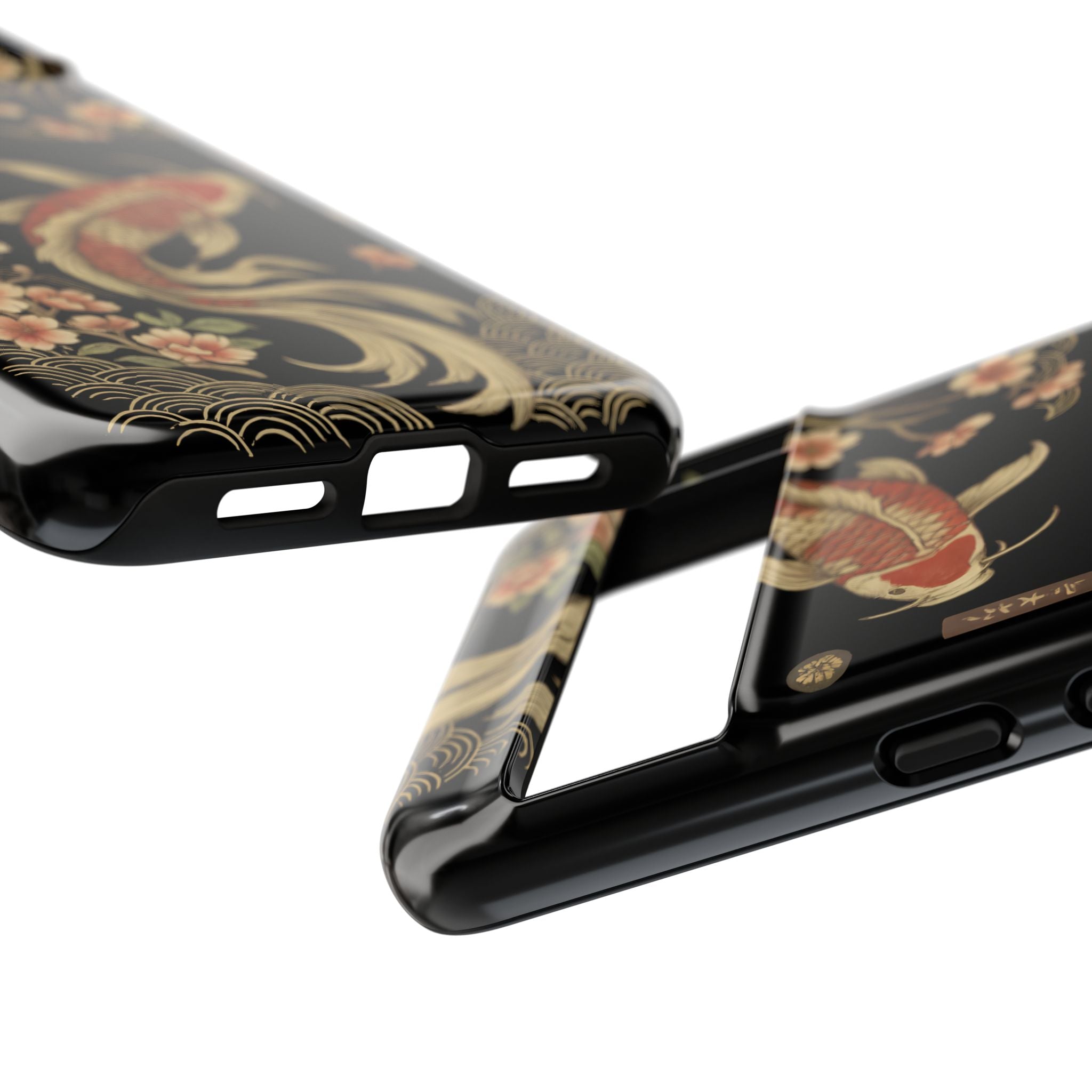 Khoi Fish Phone Case with Floral Design, Tough Cases, Phone Cover, Unique Gift, Japanese Art, Colorful Accessories