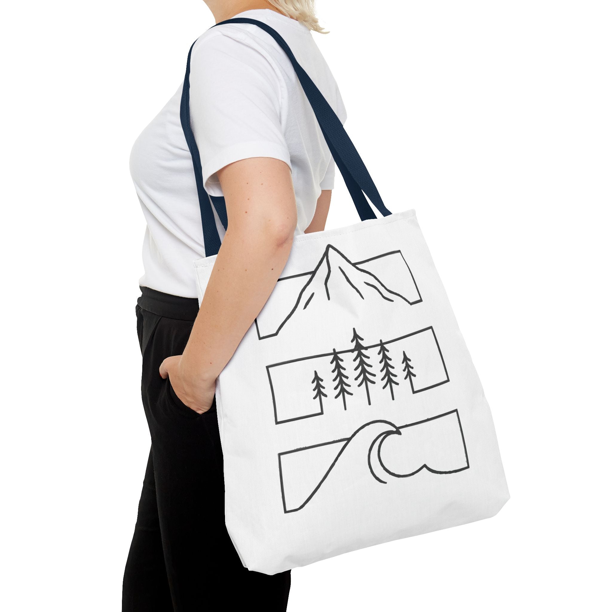 Mountain Wave Tote Bag, Inspirational Gift, Eco-Friendly Shopping Bag