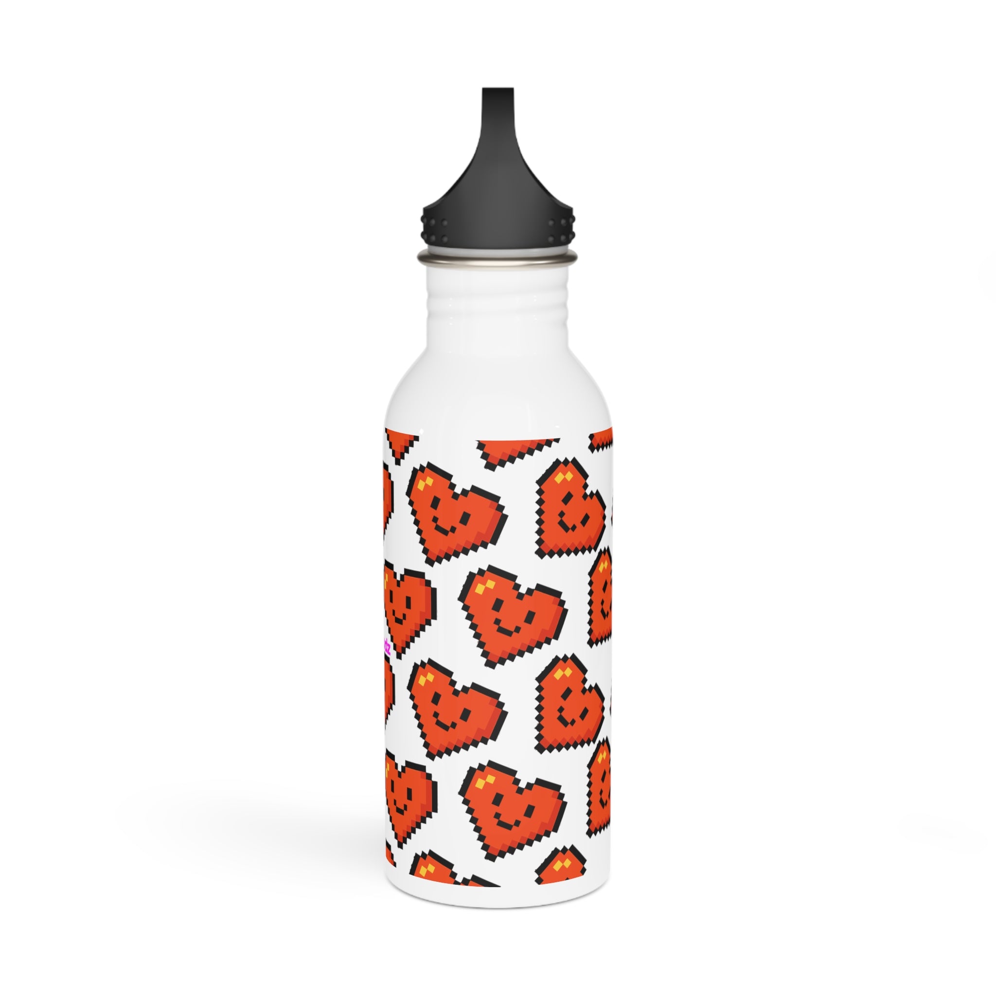 Pixel Love Hearts - Water Bottle, Reusable Sports Hydration Flask