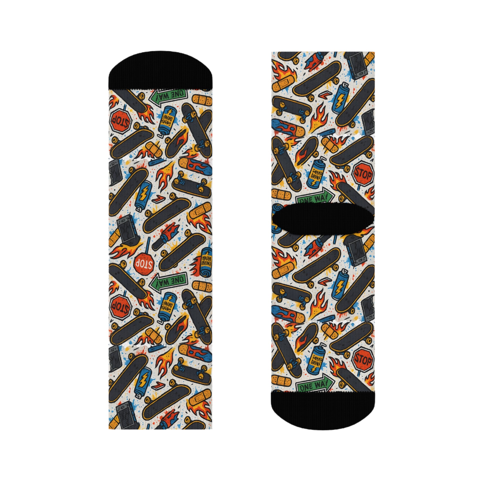 Skate Fire Socks, Funky Design