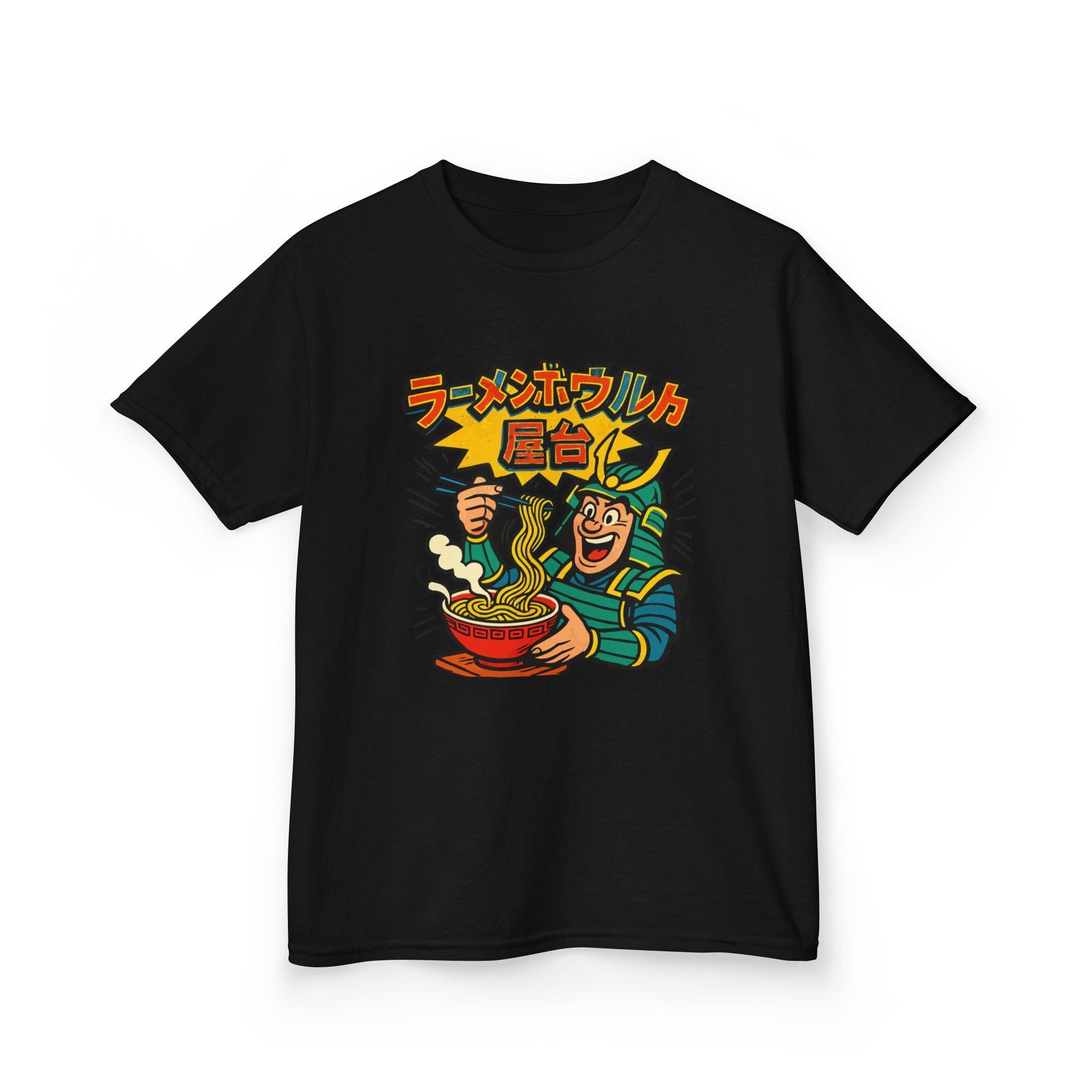 Cartoon Ramen Bowel Street Food Kids Tee, Fun Graphic Tee, Kids Cotton T-Shirt