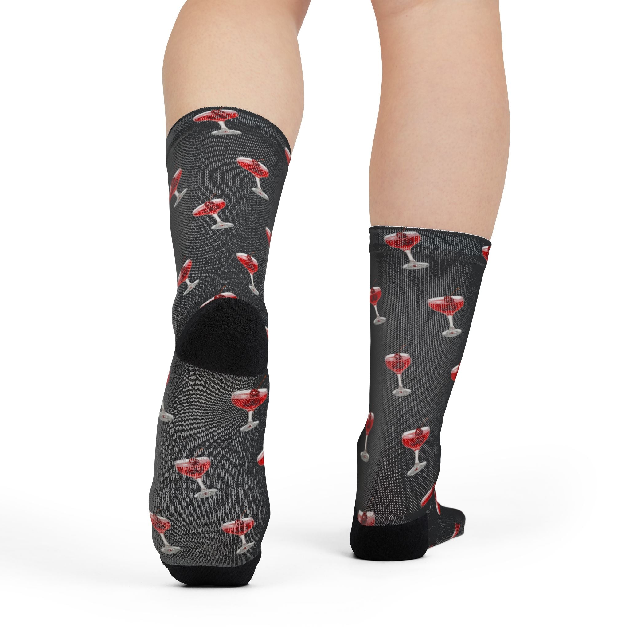 Cherry Cocktail Design, Sublimation Crew Socks