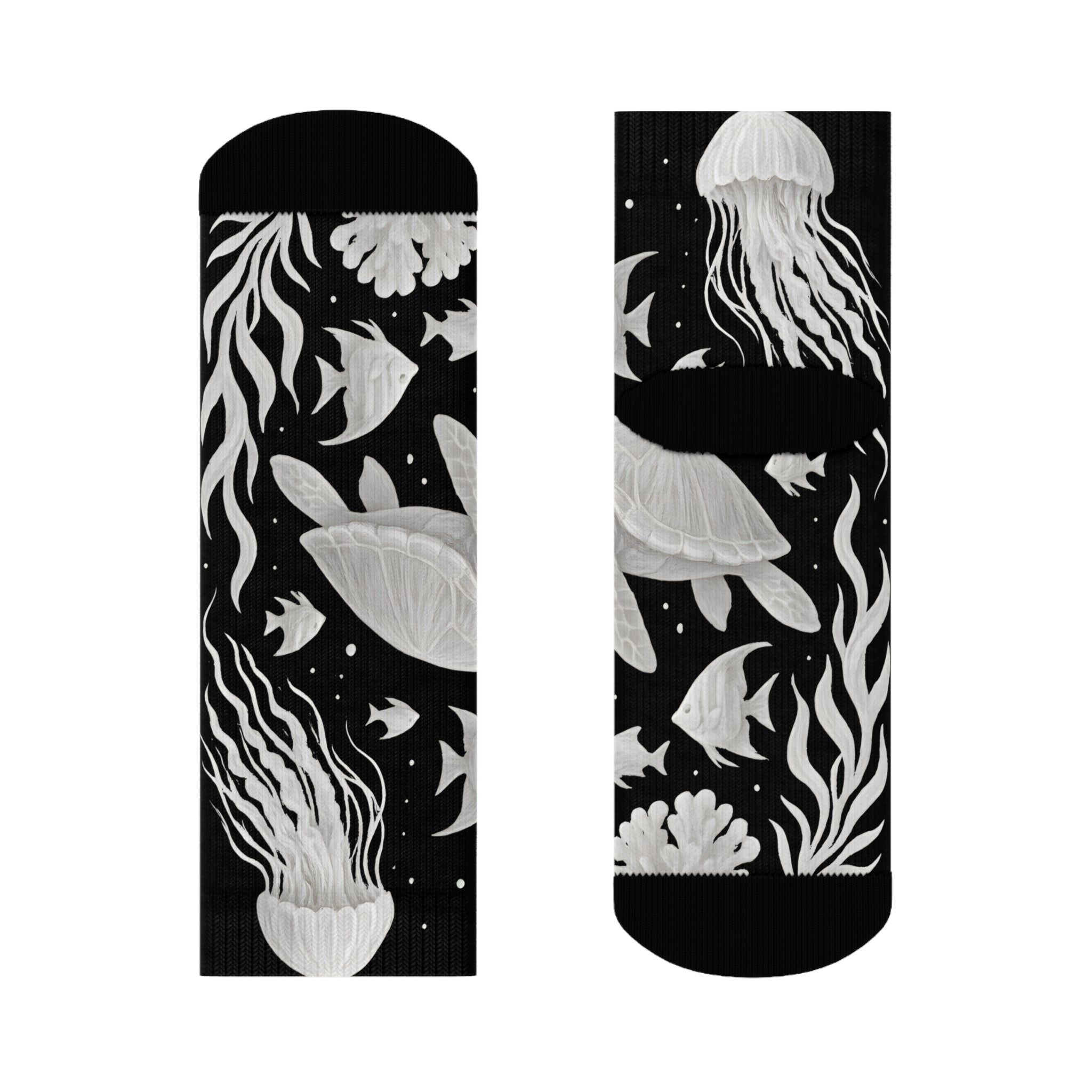 Ocean-Themed Crew Socks, Jellyfish Design