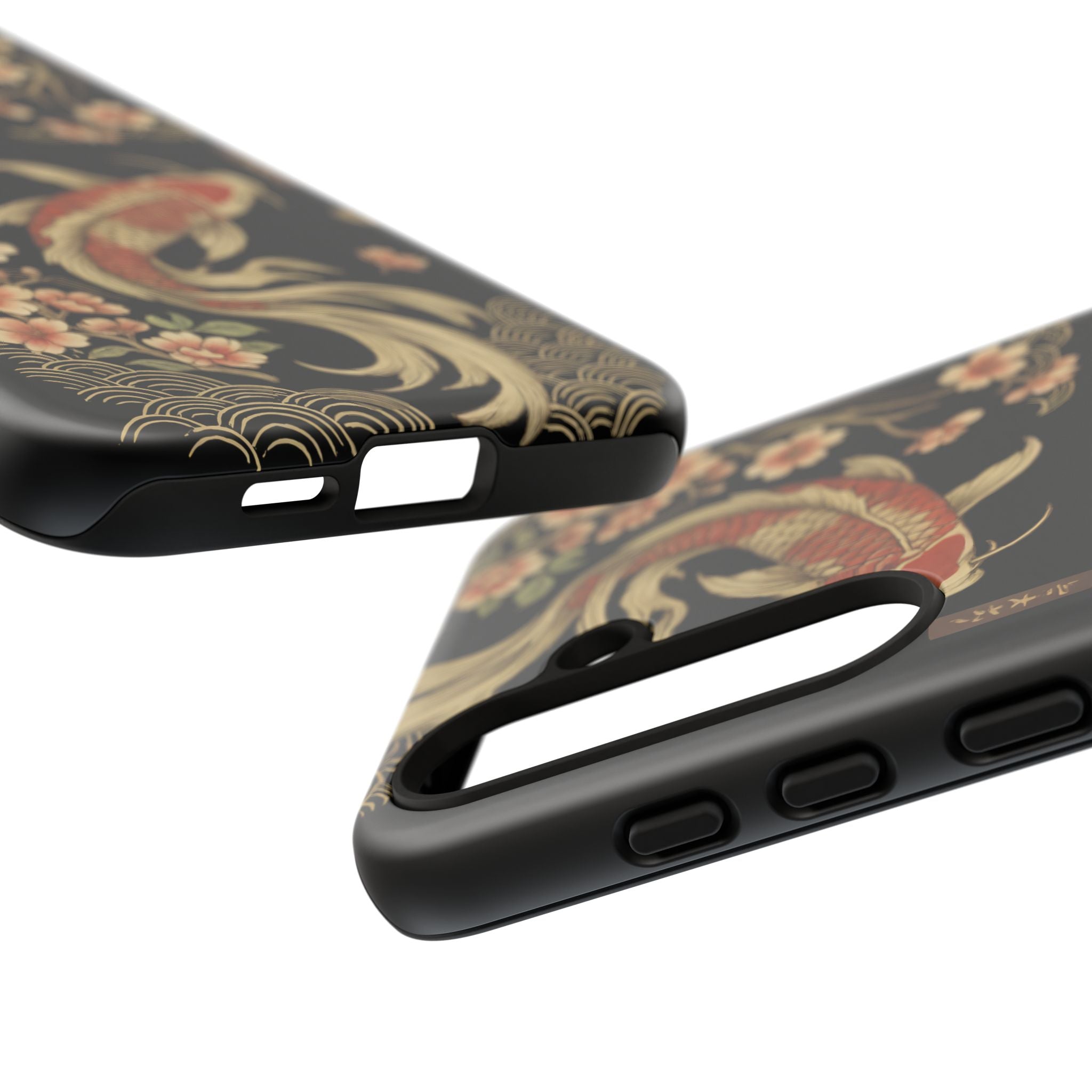 Khoi Fish Phone Case with Floral Design, Tough Cases, Phone Cover, Unique Gift, Japanese Art, Colorful Accessories