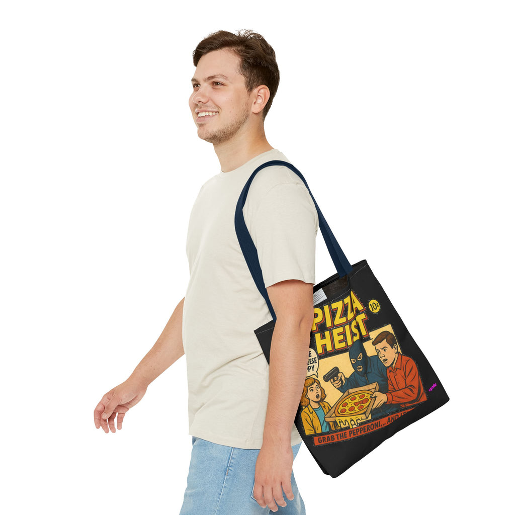 Pizza Heist Tote Bag - Quirky AOP Design, Fun Bag