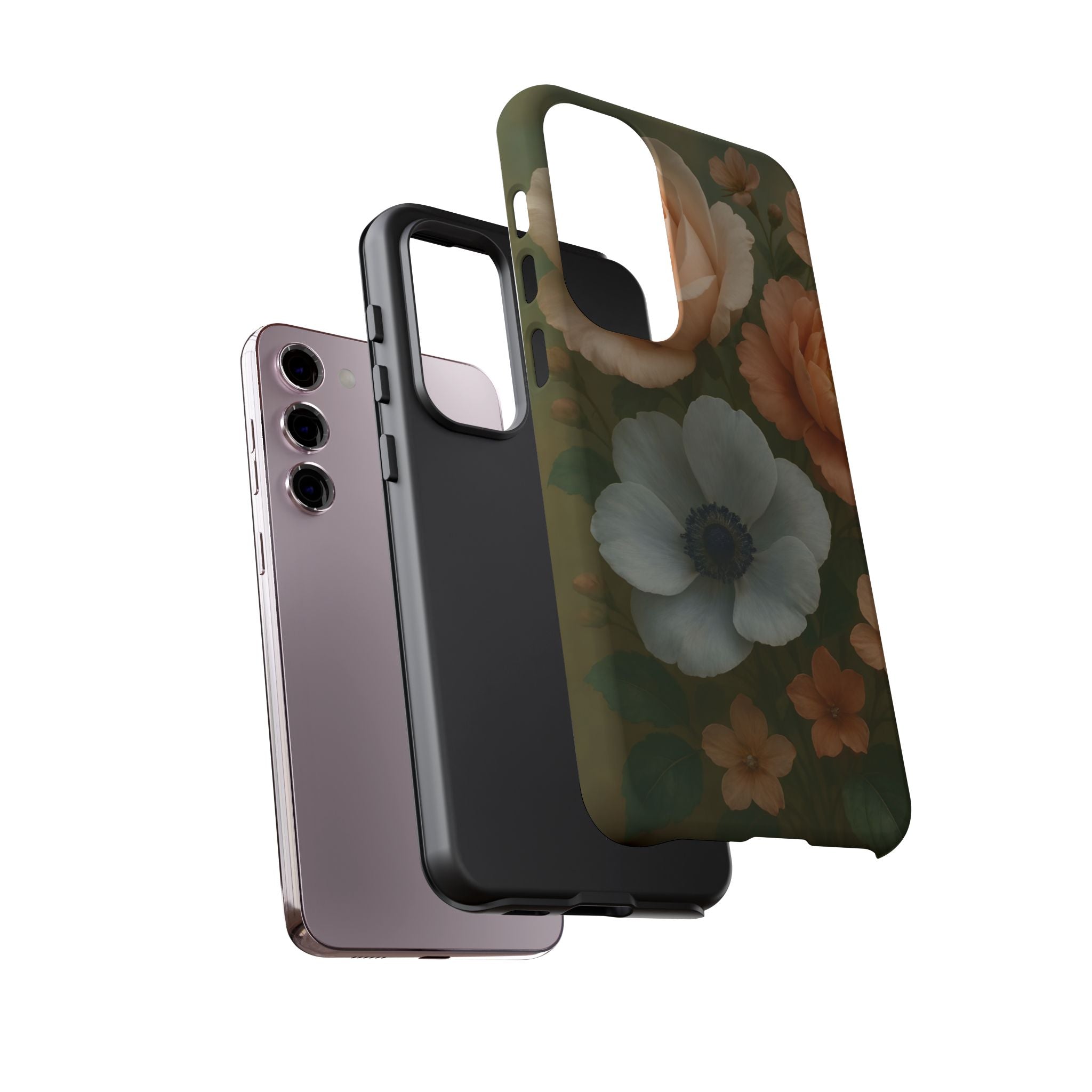 Floral Design White Cover Design, Tough Cases, Phone Cover