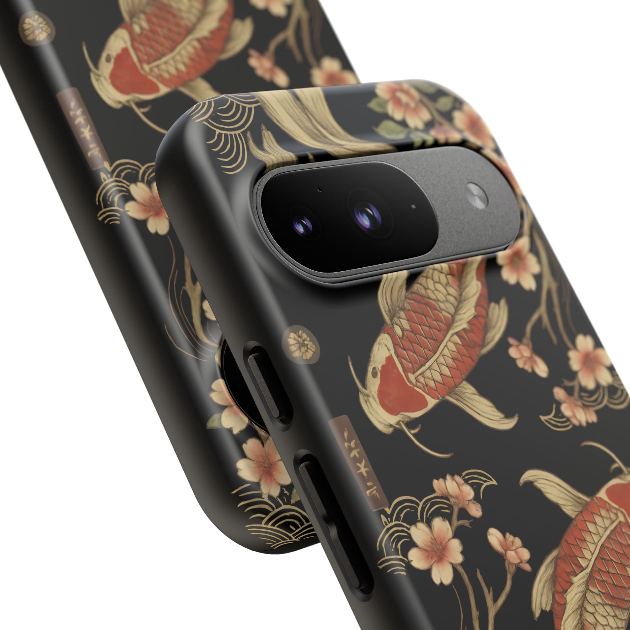 Khoi Fish Phone Case with Floral Design, Tough Cases, Phone Cover, Unique Gift, Japanese Art, Colorful Accessories