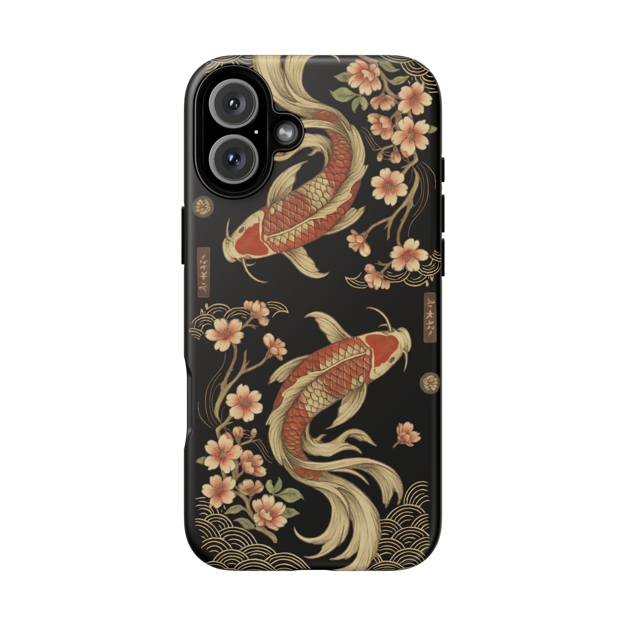 Khoi Fish Phone Case with Floral Design, Tough Cases, Phone Cover, Unique Gift, Japanese Art, Colorful Accessories