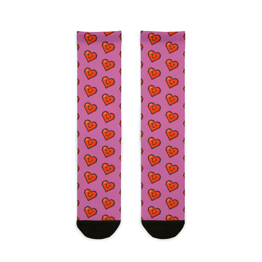 Pixel Love Heart, Sublimation Crew Socks
