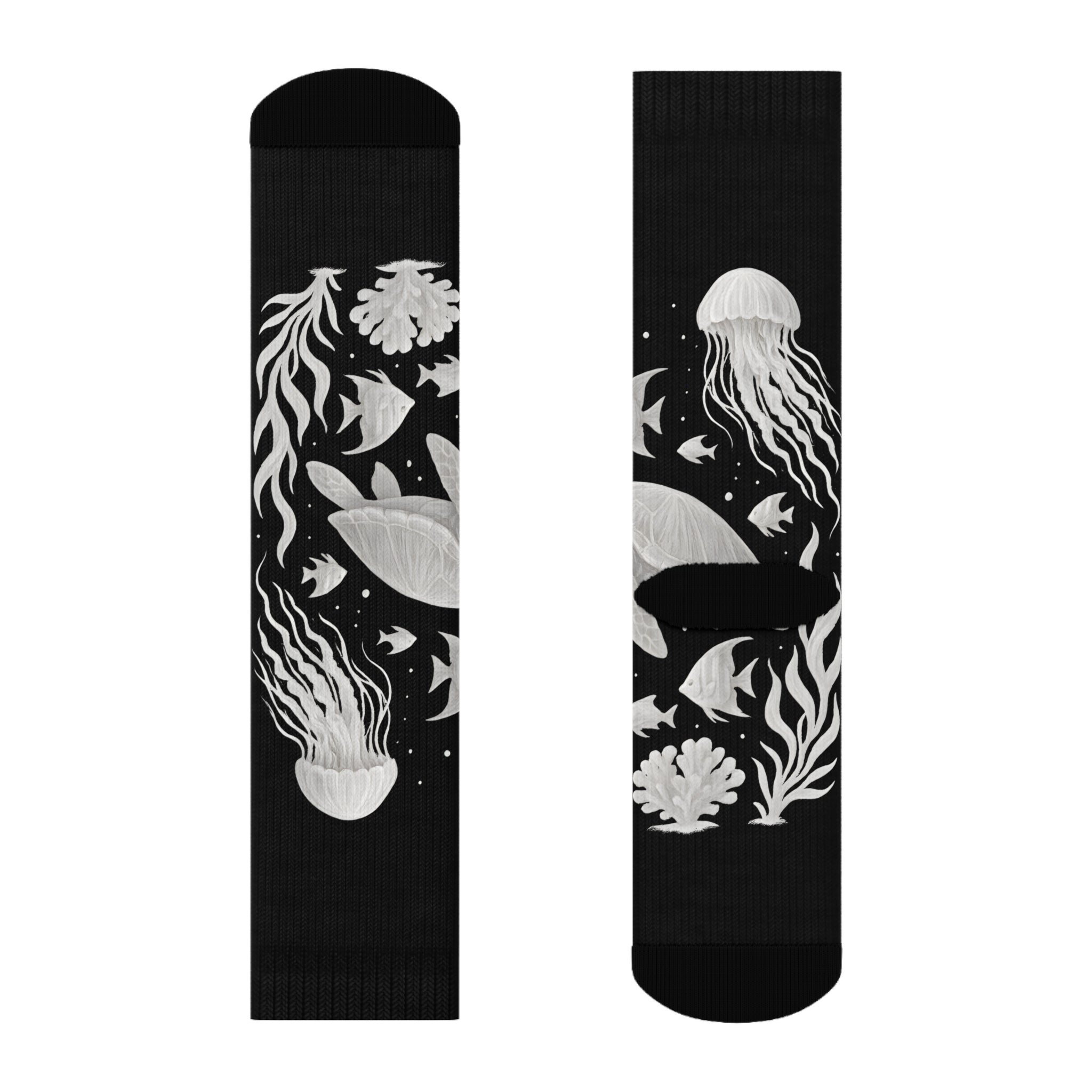 Ocean-Themed Crew Socks, Jellyfish Design