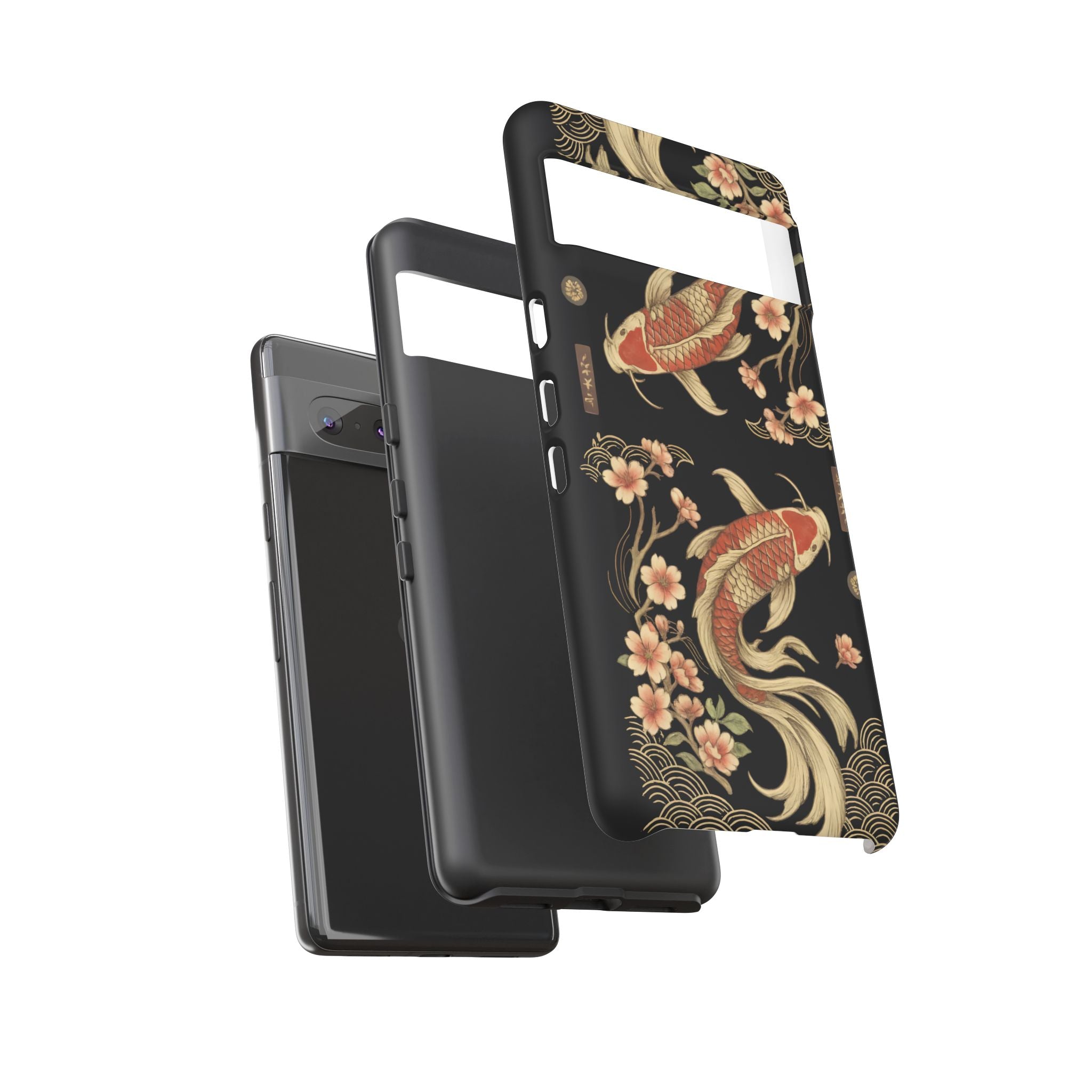 Khoi Fish Phone Case with Floral Design, Tough Cases, Phone Cover, Unique Gift, Japanese Art, Colorful Accessories