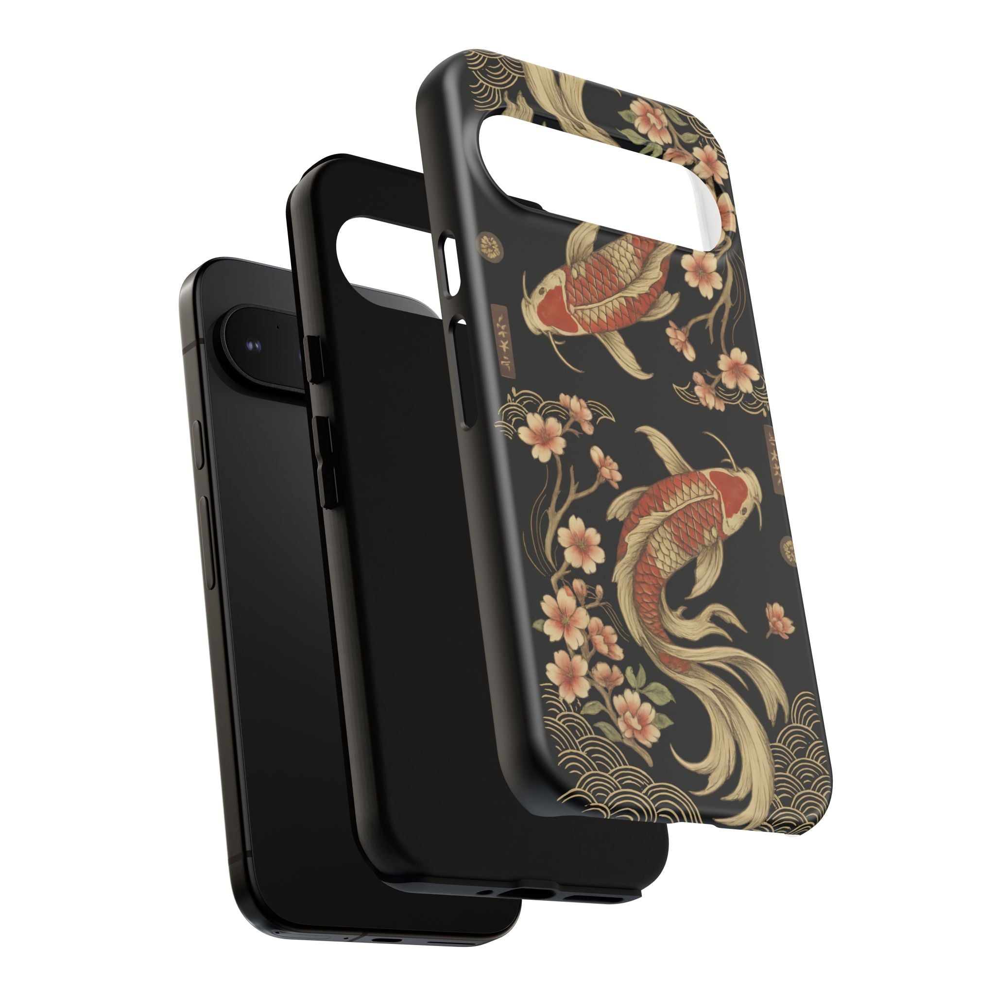 Khoi Fish Phone Case with Floral Design, Tough Cases, Phone Cover, Unique Gift, Japanese Art, Colorful Accessories