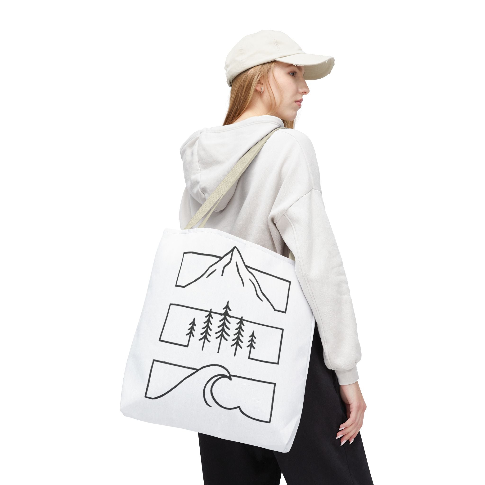 Mountain Wave Tote Bag, Inspirational Gift, Eco-Friendly Shopping Bag