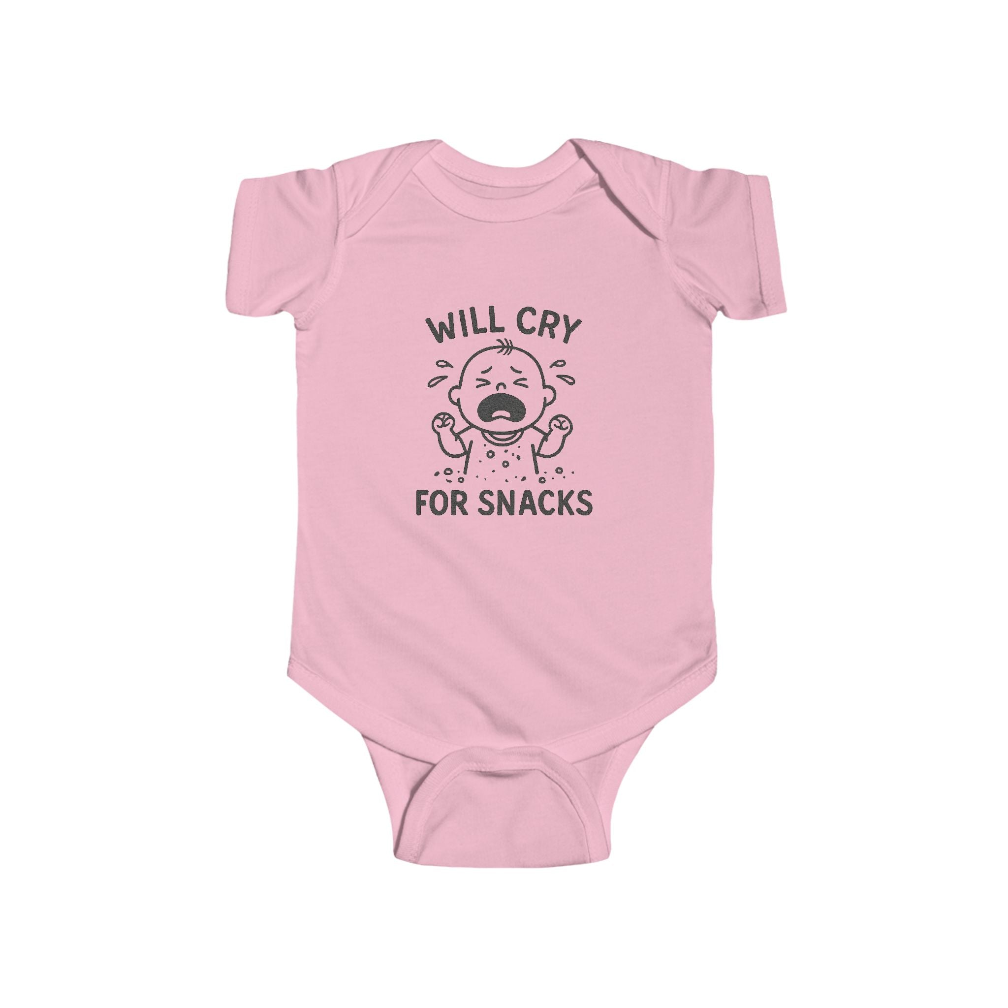 Will Cry for Snacks Baby Bodysuit, Funny Infant Outfit,Cute Baby Clothes