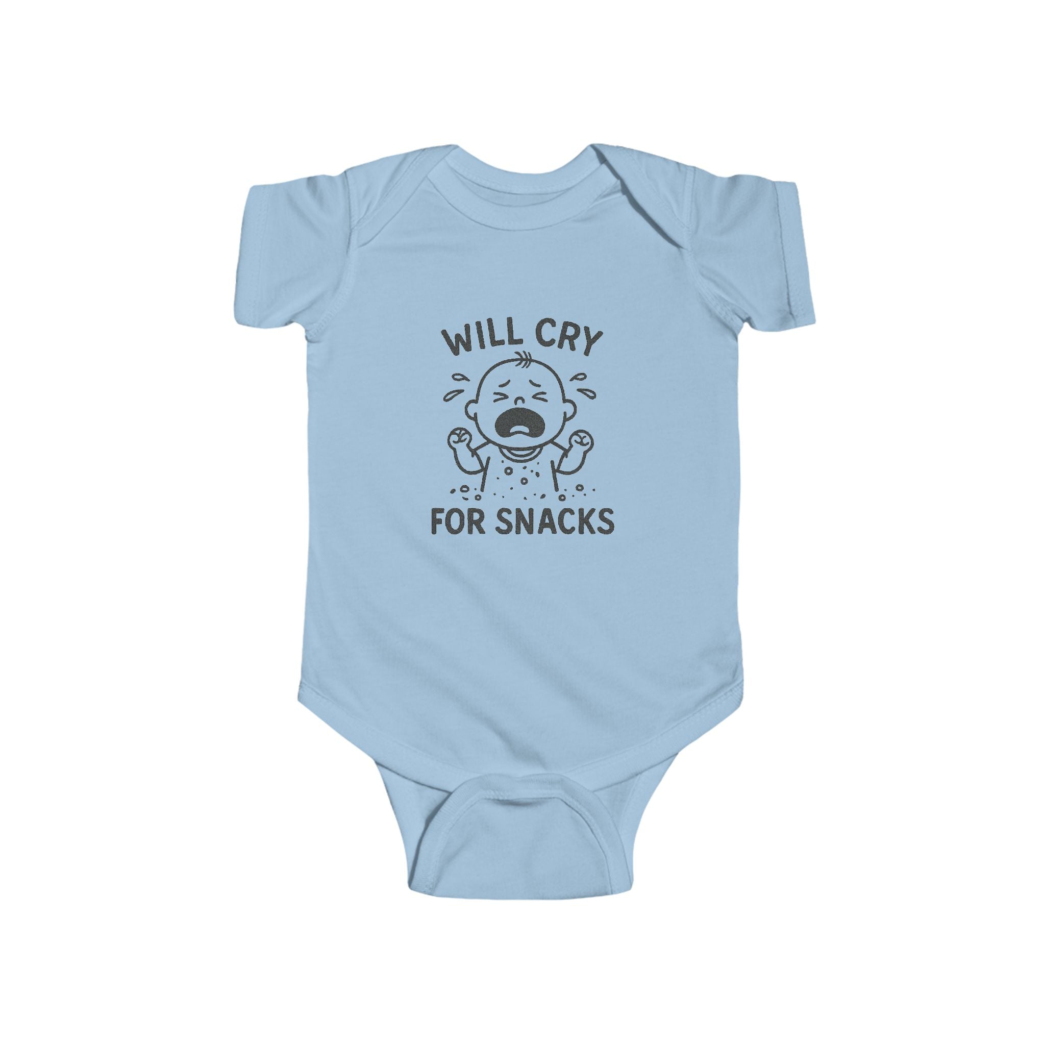 Will Cry for Snacks Baby Bodysuit, Funny Infant Outfit,Cute Baby Clothes