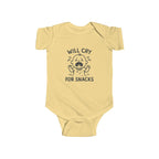 Will Cry for Snacks Baby Bodysuit, Funny Infant Outfit,Cute Baby Clothes