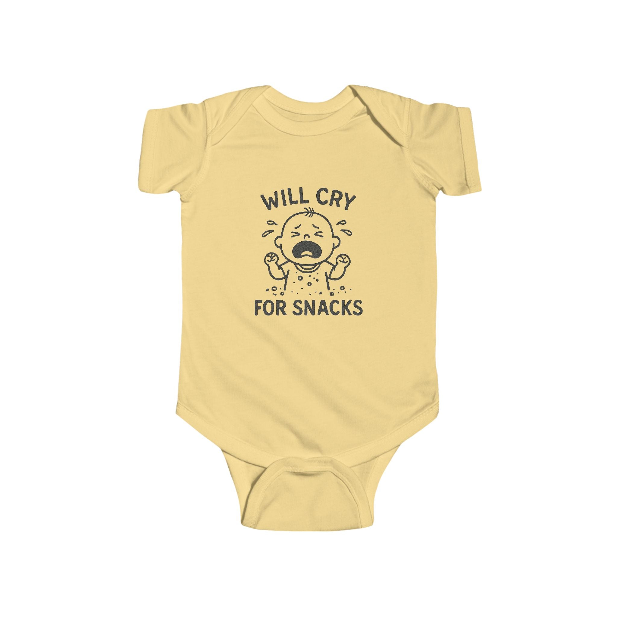 Will Cry for Snacks Baby Bodysuit, Funny Infant Outfit,Cute Baby Clothes