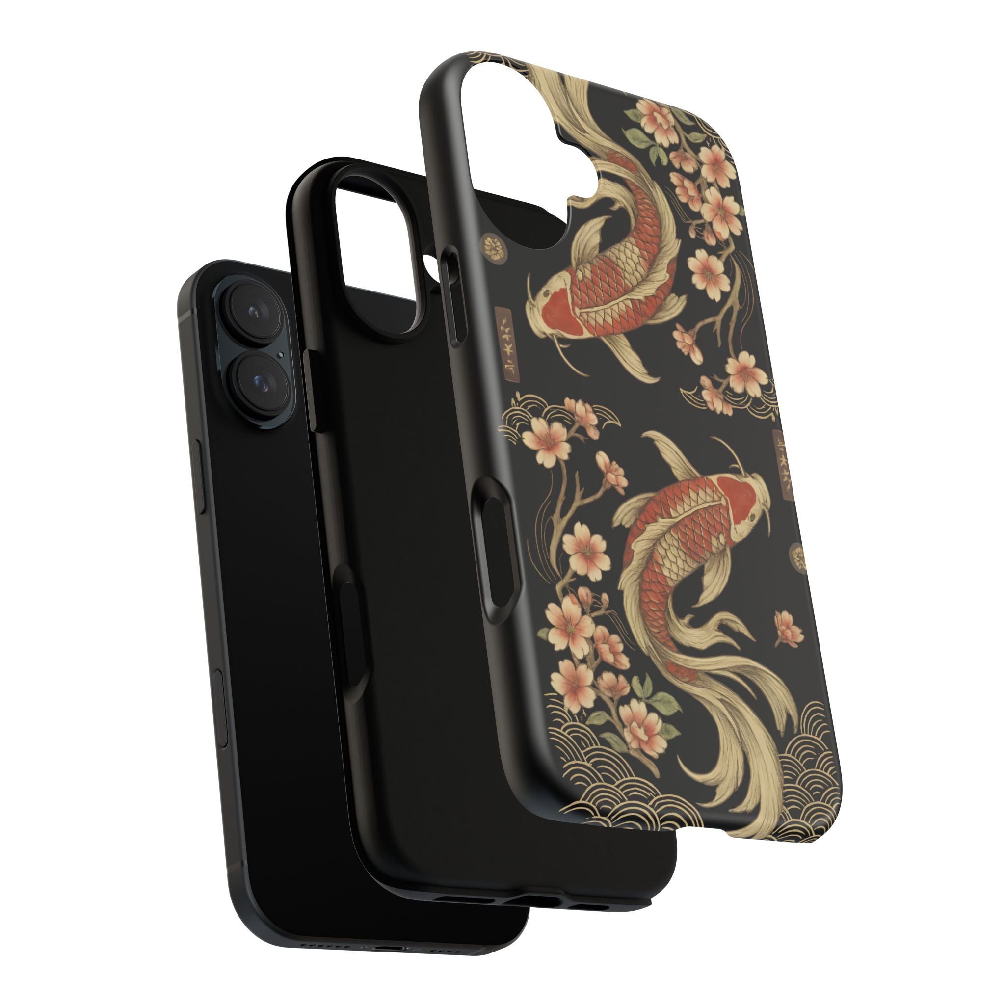 Khoi Fish Phone Case with Floral Design, Tough Cases, Phone Cover, Unique Gift, Japanese Art, Colorful Accessories