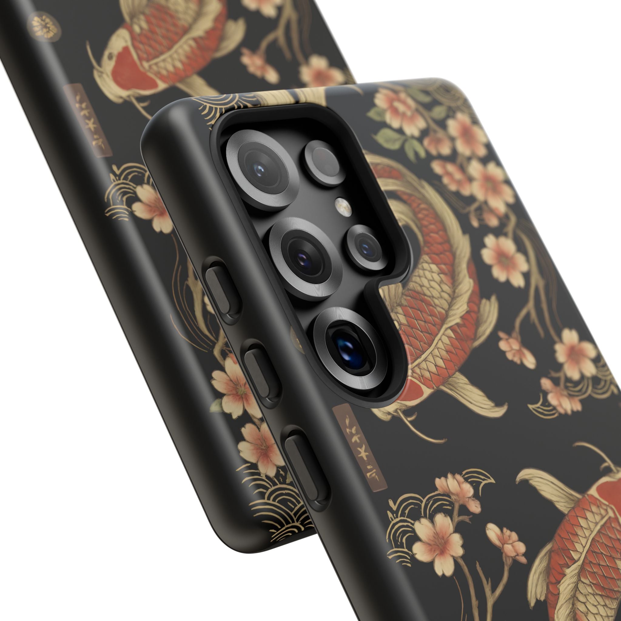 Khoi Fish Phone Case with Floral Design, Tough Cases, Phone Cover, Unique Gift, Japanese Art, Colorful Accessories
