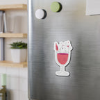 Cute Cat Wine Glass Die-Cut Magnets, Fun Refrigerator Magnets
